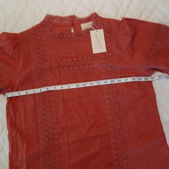 Universal Thread Rust Lace Puff Sleeve Blouse - Picture 11 of 16